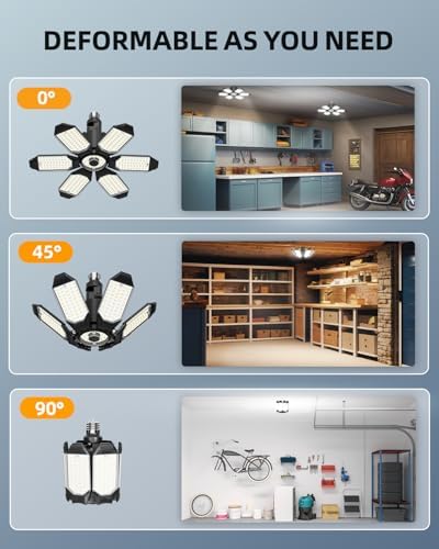 Adiding Rotatable LED Garage Light 2 Pack, Brighter Basement Ceiling Lights - Image 5