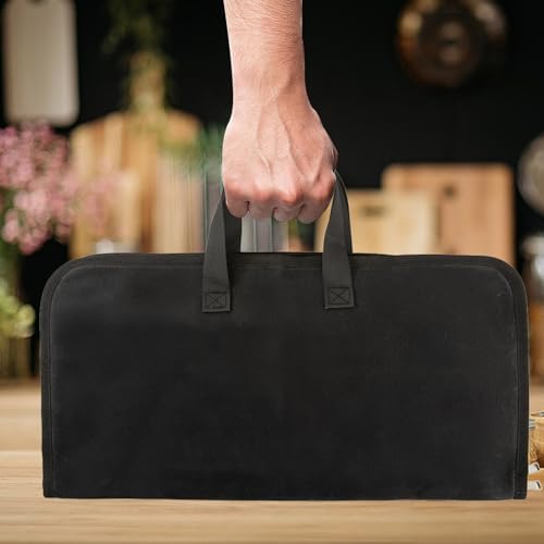 7 Slots Cutlery Chefs Knife Roll Bag Storage Case Men Travel Black - Image 5