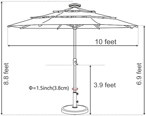 EliteShade USA 10-Year-Non-Fading 10ft 3-Tier Market Patio Umbrella, Commercial Table Umbrella with 80 Solar LED Lights, Crank Open, Windproof & UPF 50+ UV Protection for Garden, Deck, Pool, Backyard, No Tilt, Navy Blue - Image 4
