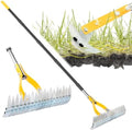 Thatch Rake for Lawn with 74inch Handle, 15 inch Dethatcher Rake for Grass to Cleaning Dead Grass, Efficient Steel Metal Rake for Dethatching, Heavy Duty Thatching Rakes for Garden, Yard by BlumeTrec