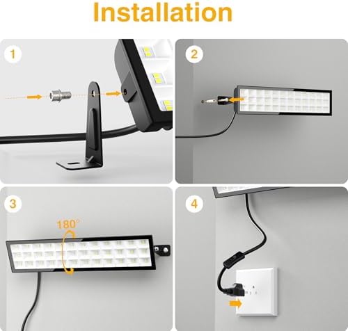 Onforu 4Pack LED Shop Lights,100W 14000lm Plug in Ultra Bright LED Work Lights,6500K Daylight White Garage Light,IP66 Waterproof Lighting for Garage Warehouses Workshop - Image 5