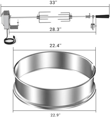 Charkettle Stainless Steel Rotisserie Ring Kit and Stainless Steel Flat Spit Rotisserie Grill Basket - Image 3