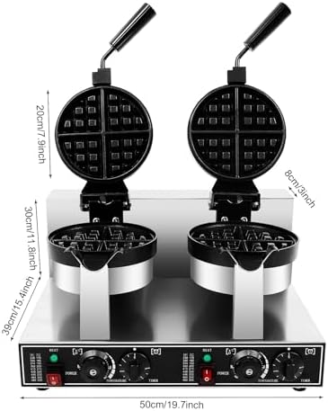 Double Head Commercial Waffle Maker, 2400W Stainless Steel Nonstick - Image 2