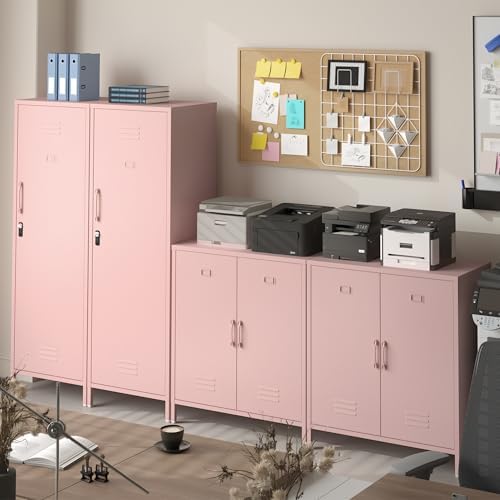 Metal Locker Cabinet Metal Storage Cabinets with Adjustable Shelf and 2 Doors for Home Office Classroom (Pink) - Image 6