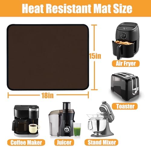 TOHONFOO Heat Resistant Mats for Countertop & Air Fryer, 18x15 in, Coffee - Image 3