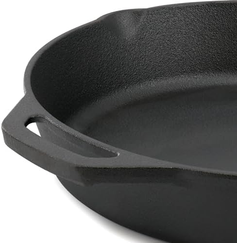 Megachef 12 Inch Pre-Seasoned Cast Iron Skillet with Tempered Glass Lid - Image 5