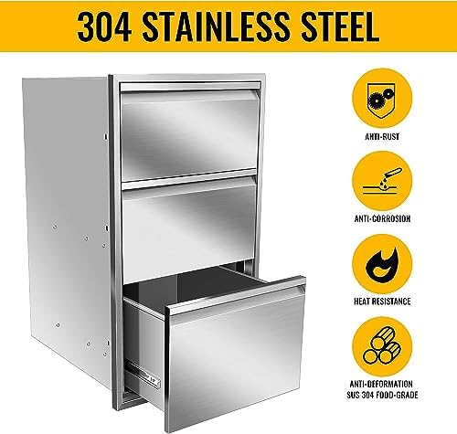 17W x 30H x 21D Inch Outdoor Kitchen Drawers, Flush Mount Access BBQ Drawers, BBQ Island Drawers for Outdoor Kitchens or BBQ Island Patio Grill Station - Image 3