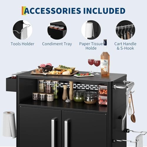 Heavy-Duty 2-Tier Outdoor Kitchen Island with Locking Wheels – 883 sq.in. Prep Space, 304 Stainless Steel Top, Magnetic Double-Door BBQ Cabinet for Grilling Table & Patio Cooking Station - Image 3