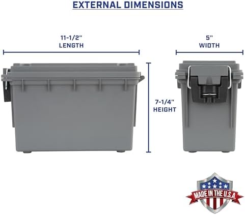 Sheffield 12628 Ammo Storage Box, Stackable .30 Cal Field Boxes, Water and Dust Resistant, Lockable Storage Box with Handle, Secures Hunting Gear, Supplies, and Bullets, Made in USA, | (Pack of 6) - Image 2