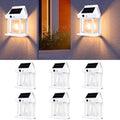 6 Pack Solar Wall Lights Outdoor with Motion Sensor, Vintage Solar Wall Lanterns, Dusk to Dawn IP65 Waterproof Solar Lights for Porch Patio Garage Fence Yard Garden (6, White) by Unknown