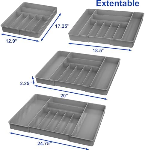 Simple Houseware Expandable Kitchen Drawer Flatware Organizer, Gray - Image 2