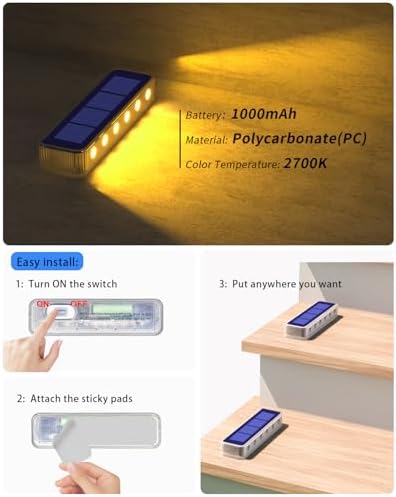 DetarZinLED Solar Step Lights Outdoor IP68 Waterproof 2 Pack Warm White - Image 5