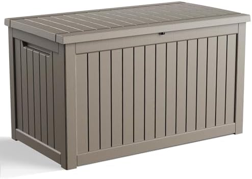 280 Gallon Waterproof Outdoor Storage Box, UV Resistant Resin Deck Box with Hydraulic Rod for Stable Support, Ideal for Patio, Garden and Pool, Grey by KFY