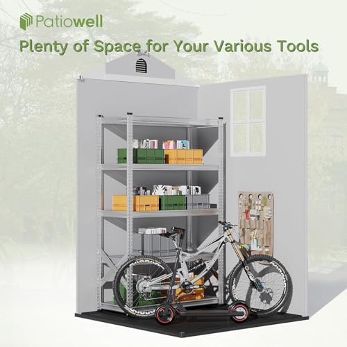 Patiowell 4x4 FT Resin Storage Shed with Floor, Light Gray - Image 5