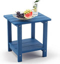 LUE BONA Outdoor Side Table, 2-Tier HDPS Small Patio Table, Navy Blue by LUEBONA
