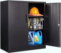SISESOL 36 inch Metal Storage Cabinet with Doors and Shelves,Small Garage Storage Cabinet with Lock,Black Metal Cabinets with Locking Doors for Home,Office,Short Garage Cabinets by SISESOL