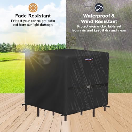 Outdoor Waterproof Wicker Table Bar Set Cover, 60"L x 60"W x 38"H - Image 7