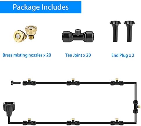 Brass Mister Nozzles 20 Pack with Misting Nozzle Tees & End Plugs - Image 5