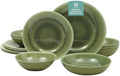 Gibson Home Casper Court 16-Piece Melamine Dinnerware Set – Green Reactive Glaze Look Plates and Bowls, Service for 4 – Top Rack Dishwasher Safe Everyday Dining Set by GibsonHomewares