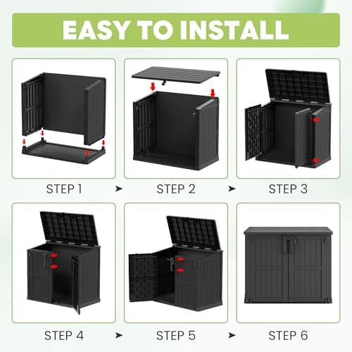 LHBcraft Waterproof Outdoor Storage Cabinet 36 Cu Ft, Portable Horizontal Resin Storage Shed for Backyards, Patios, Waterproof Outdoor Storage Box with Lockable Doors - Image 7