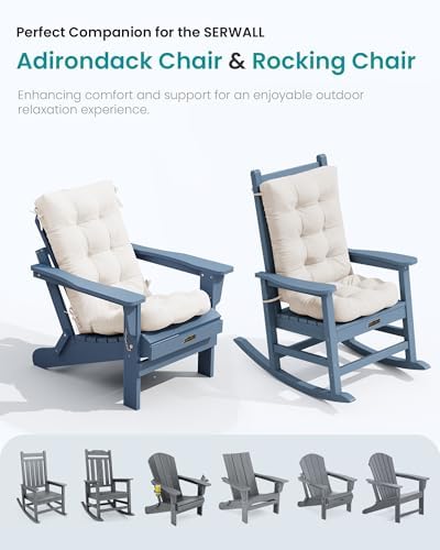 SERWALL HDPE Outdoor Rocking Chair Cushion Set of 2, Beige - Image 4