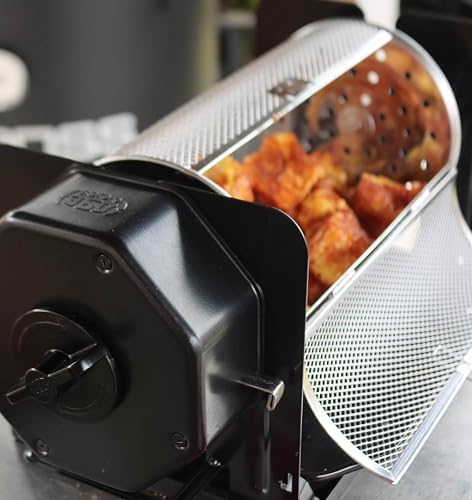 ROTO-Q 360 Cordless Rotisserie Kit w/Tumble Basket - Stainless Steel, Non-Electric - For Grills, Ovens, Smokers - Gas/Charcoal BBQ, Kamado Joe, Green Egg, Kettle - Indoor/Outdoor Use (Black) - Image 6