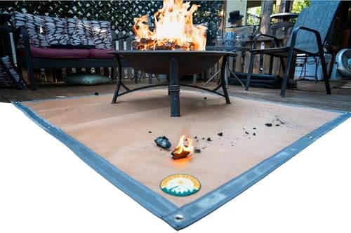 Fireside Outdoor Portable Fire Pit Mat for Under Grills - Under Grill Mats for Outdoor Grill Deck Protector, Solo Fire Pit Accessories, Fireproof Mats, BBQ Pits, Firepit - Ember Mat, 67"x60" by FIRESIDEOUTDOOR