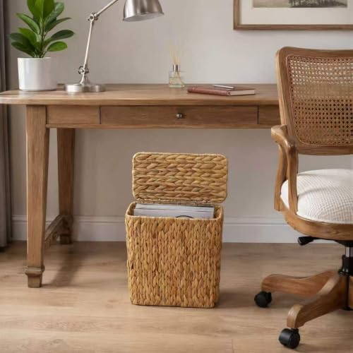 Coeusy Wicker Trash Can, Small Bathroom Trash Can with Lid, 3 Gallon - Image 6