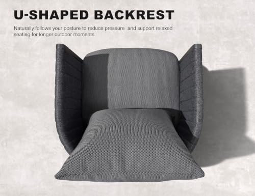 PURPLE LEAF Outdoor Dining Set Oversized 13 Pcs with U-Shaped Armchair Grey - Image 3