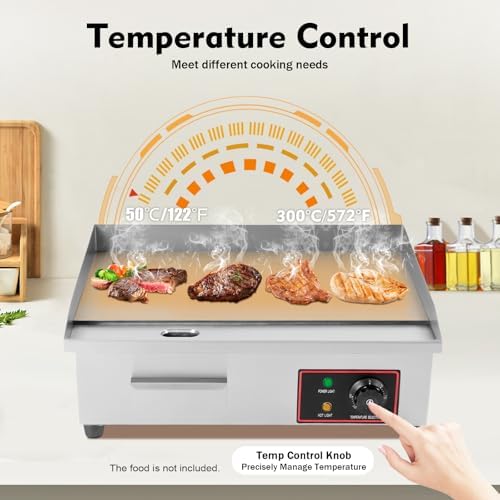 Flat Top Grill, 110V 3000W 22'' Commercial Electric Countertop Griddle Nonstick Restaurant Teppanyaki Cooking Stove for Outdoor Kitchen BBQ Pancake - Image 3