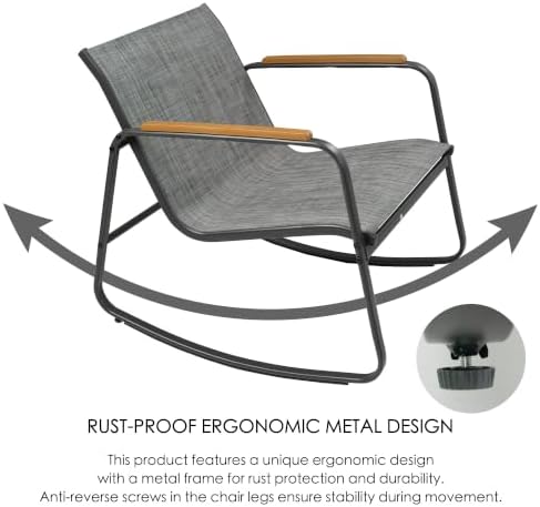Kozyard 3-Piece Rocking Chair Set, Outdoor Rocking Textilene Bistro Set - Image 5