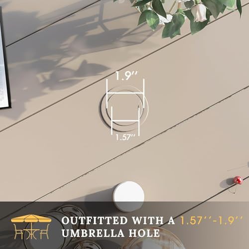 VICLLAX Large Patio Dining Furniture Set, Outdoor Dining Set for 10-60" Round Outdoor Table and Patio Stackable Chairs, Sandshell Color Tabletop and Fabric - Image 6