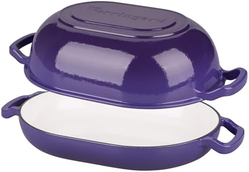 VORRINGARD Enameled Cast Iron Sourdough Bread Oven, Dutch Oven, Loaf Cast Iron Bread Pan for Homemade Bread Baking, Meatloaf Pan with Lid, 7QT, Purple - Image 6
