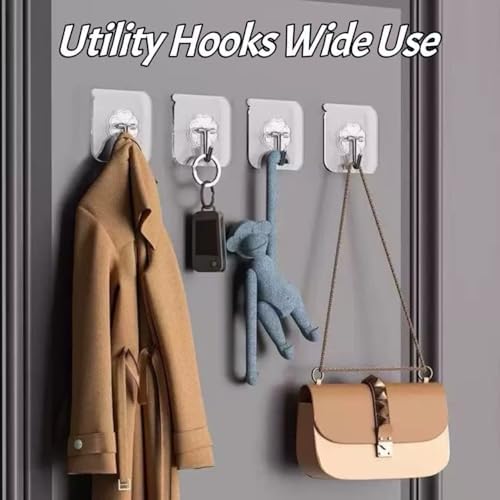 DDMY Clear Adhesive Hooks Heavy Duty Walls Hook 36 Pack for Hanging - Image 2