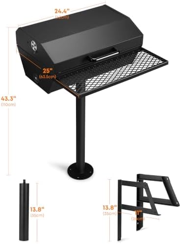 Stanbroil Deluxe Park Style Charcoal Grill with Griddle & Lid, 24-Inch - Image 2
