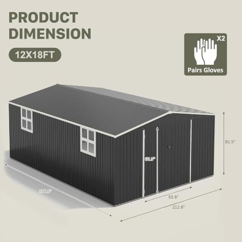 Polar Aurora 12x18 FT Outdoor Storage Shed - Image 5