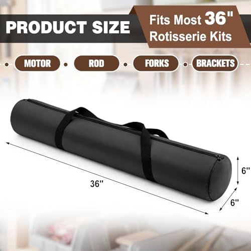 Abbylike 36 Inch PVC Heavy Duty Rotisserie Kit Storage Bag, Waterproof Grill Rotisserie Carrying Case with Reinforced Handles for Outdoor BBQ Grill Accessories - Image 3