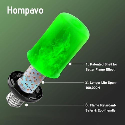 Hompavo Upgraded Flame Light Bulbs for Halloween Decorations, 4 Modes E26 - Image 5