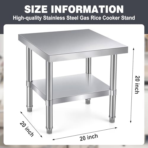 Tudomro 20 x 20 x 20 Inches Stainless Steel Gas Rice Cooker Stand, Heavy Duty Commercial Rice Cooker Table with Undershelf Prep Work Utility Stand for Commercial Kitchens and Home Use - Image 5