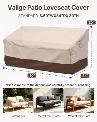 Vailge Patio Loveseat Cover 2-Seater & Outdoor Sofa Couch Cover Waterproof - Image 2
