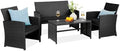 Best Choice Products 4-Piece Outdoor Wicker Patio Conversation Furniture Set for Backyard w/Coffee Table, Seat Cushions - Black/Black by BestChoiceProducts
