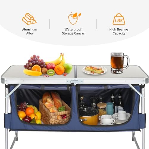 Outvita 2.3ft Portable Folding Camping Table Lightweight Suitcase White - Image 6