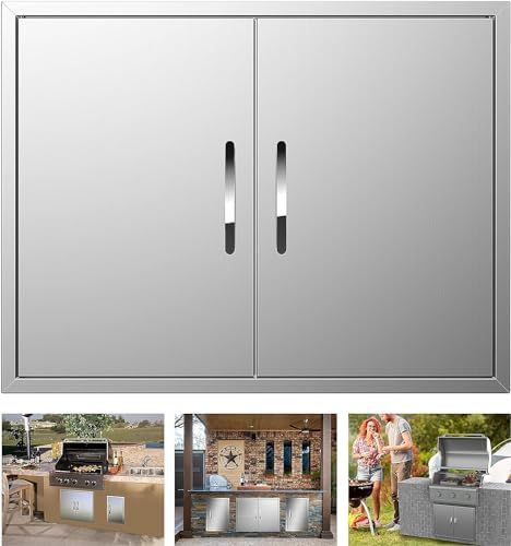 Outdoor Kitchen Doors 31W x 24H Inch, Double BBQ Access Doors 304 Stainless Steel for Outdoor Kitchen Cabinet Grill Station or BBQ Island by KODOM