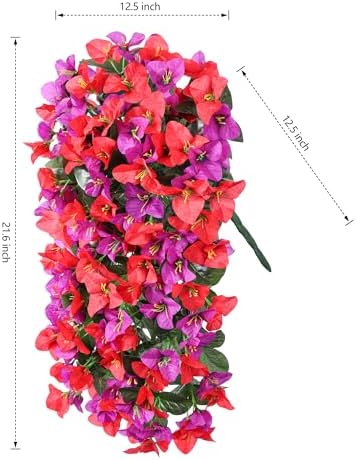 Faux Bougainvillea Artificial Flowers Plants for Outdoors Outside Decoration, 2pcs Fake Flowers Silk Long Trailing Vines UV Resistant Realistic for Front Door Porch Planter Urn Patio Balcony Yard, Mix - Image 6