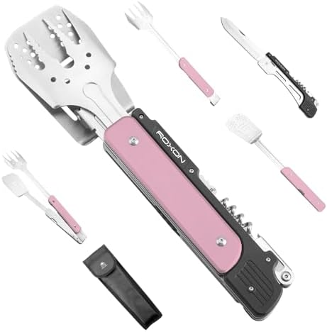 ROXON 6-in-1 Folding Grill Utensils Set, 14" BBQ Tools for Camping S601 by ROXON