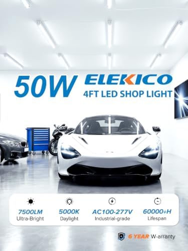 Super Bright 50W Led Shop Lights 4FT 10-Pack 5000K 7500LM For Garage Shop - Image 3