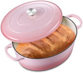 Leonyo 7-Quart Enameled Cast Iron Oval Dutch Oven Pot with Lid, Pink by Leonyo