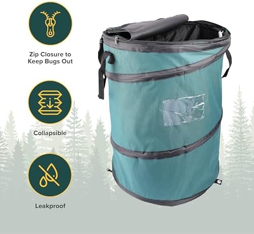 Coghlan's Deluxe Durable Pop-Up Trash Can – Collapsible Garbage Bin with Zippered Lid, Bag Clips, and Anchoring Points for Camping, Home, and Outdoor Use – 29.5 Gallon - Image 2