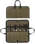 7 Slots Chefs Knife Roll Bag Cutlery Storage Case Men Army Green by QEES