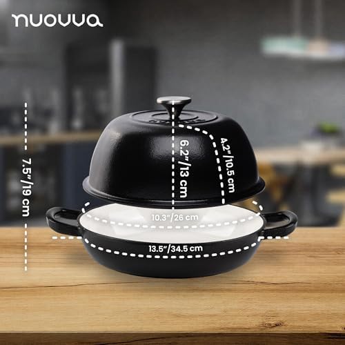 Enamelled Cast Iron Dutch Oven Pot – Dutch Oven For Sourdough Bread Baking – Cast Iron Bread Pot – Black, 6 Quarts, 26cm – by Nuovva - Image 2